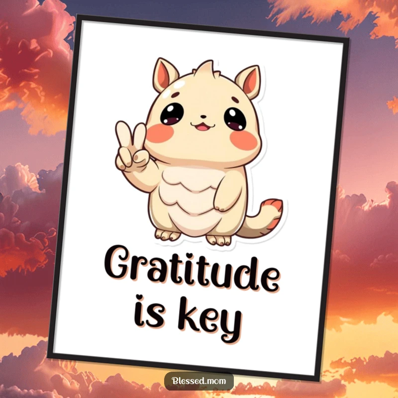 Funny Poster of a grateful creature holding a peace sign, inspiring positivity and good vibes on your walls.