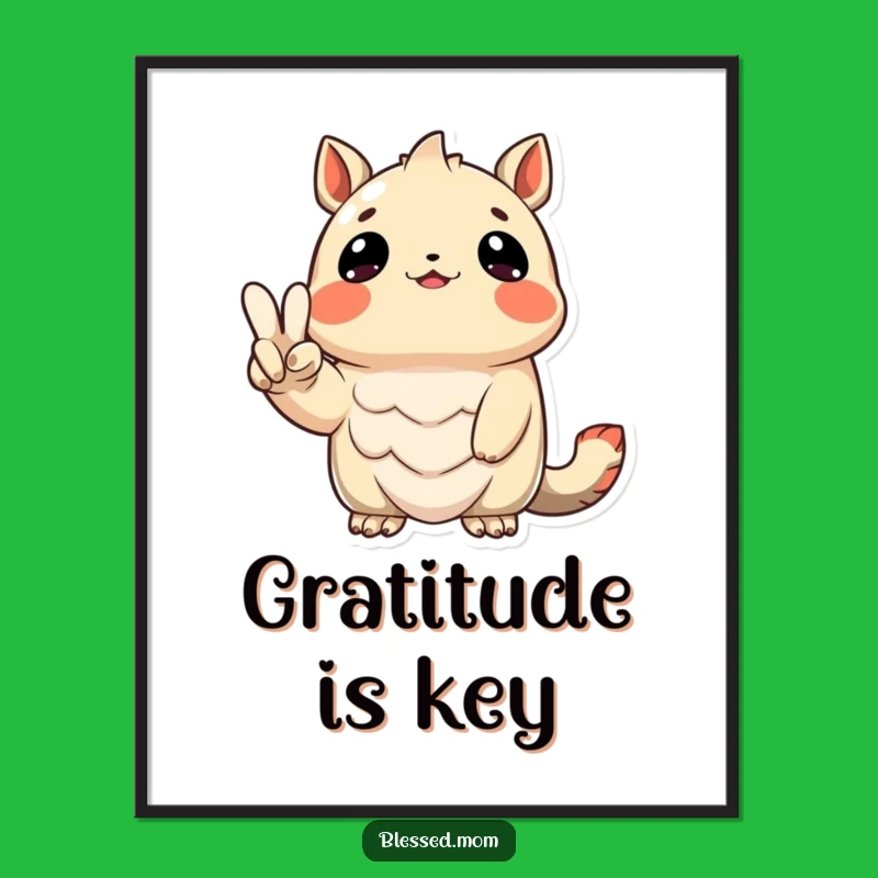 Funny Grateful Creature Peace Sign Poster: Inspire Gratitude and Positivity on Your Walls