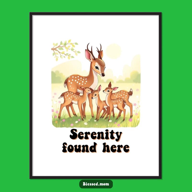 Funny Deer Mom Poster: Serene Art for Nature-Loving Homes