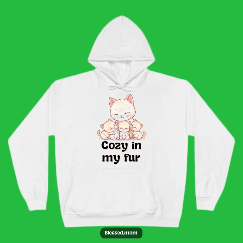 Cozy Funny Kawaii Cat Mom & Kittens Hoodie A Warm Gift