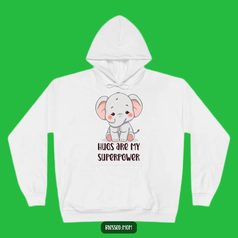 Funny Kawaii Elephant Mom Hoodie - Cozy Gentle Trunk Pat Gift