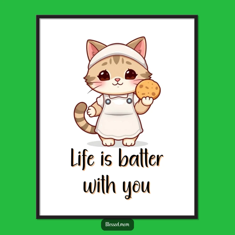 Free Printable Cat Mom Wall Art: Cozy Cookie Kitchen Decor Downloadable