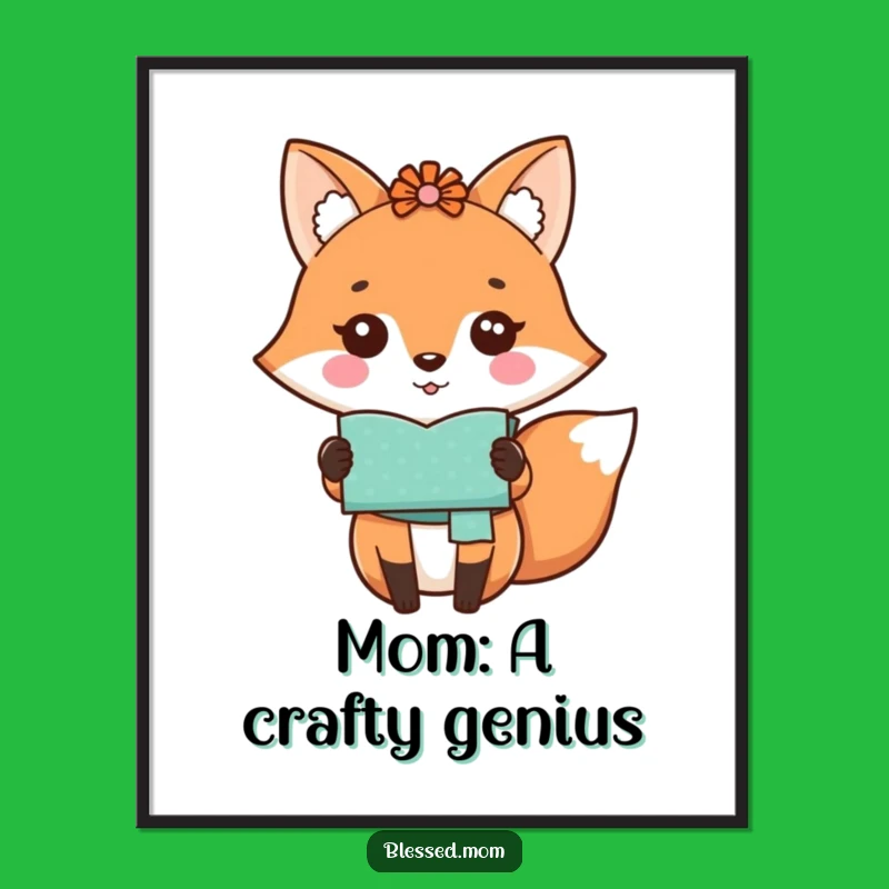 Free Printable Kawaii Fox Mom Wall Art - Handmade Craft Decor Downloadable