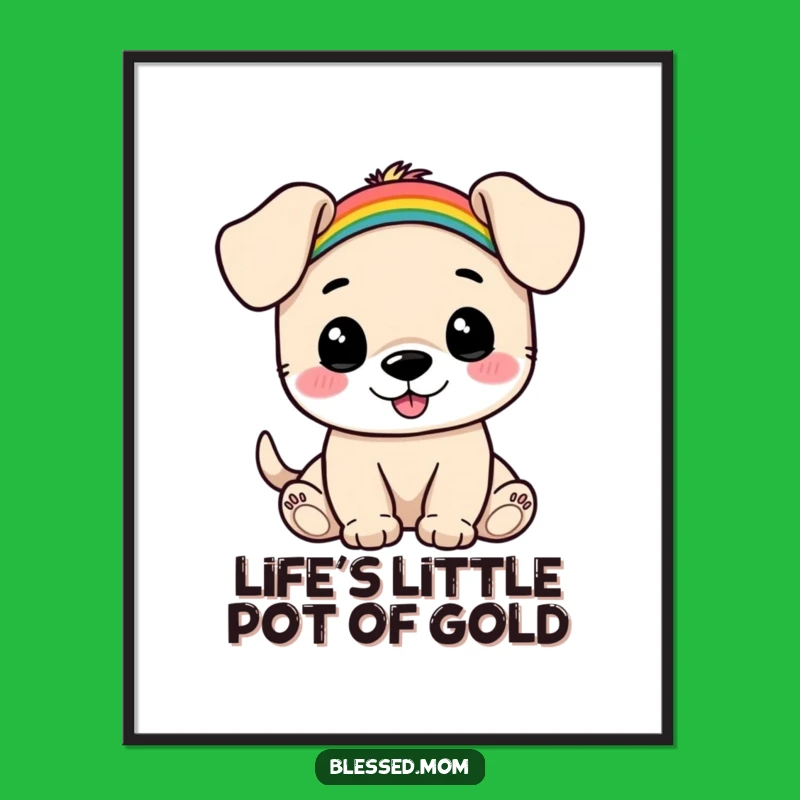 Free Printable Wall Art: Rainbow Puppy Art, Cute Downloadable Decor