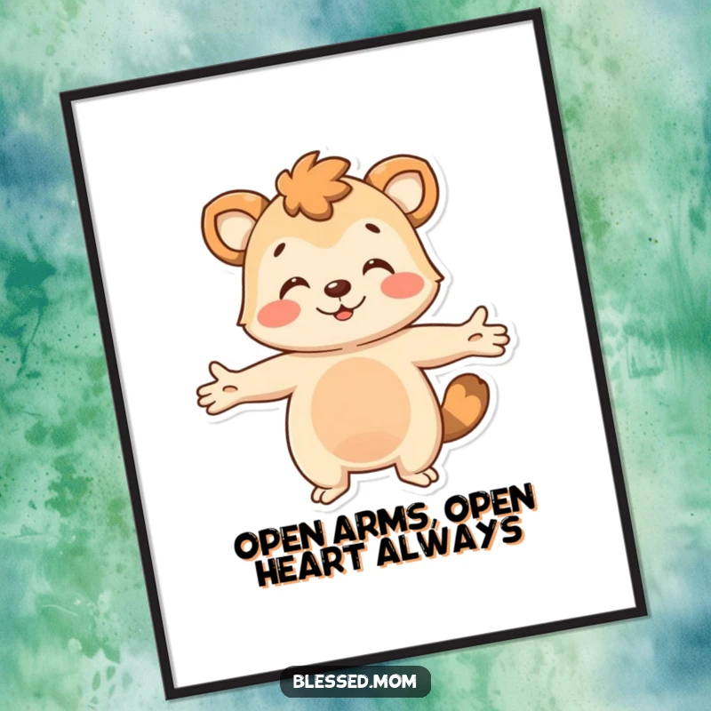 Funny Free Printable Wall Art: Animal with arms outstretched, offering a warm, friendly, welcoming hug. Inviting art.