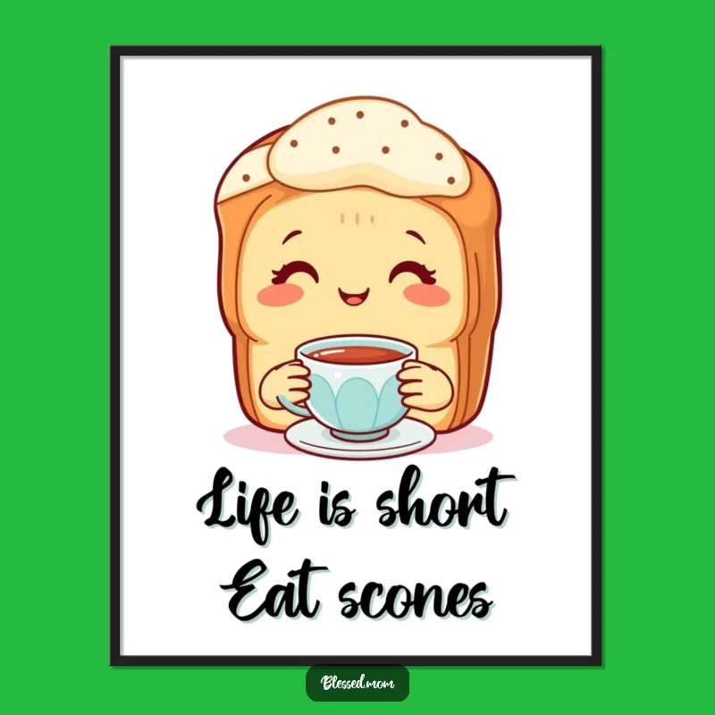 Quirky Free Printable Scone Mom Wall Art - Tea Time Downloadable Decor