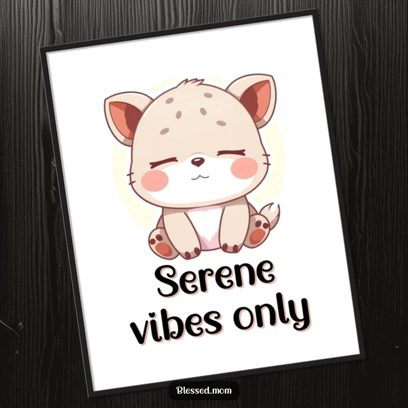 Funny Free Printable Wall Art depicting a blissful animal with closed eyes, surrounded by soft, peaceful light.