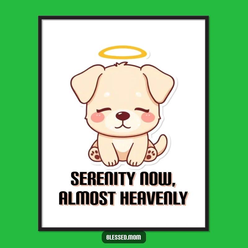 Free Printable Wall Art: Serene Dog Halo Art, Downloadable Decor