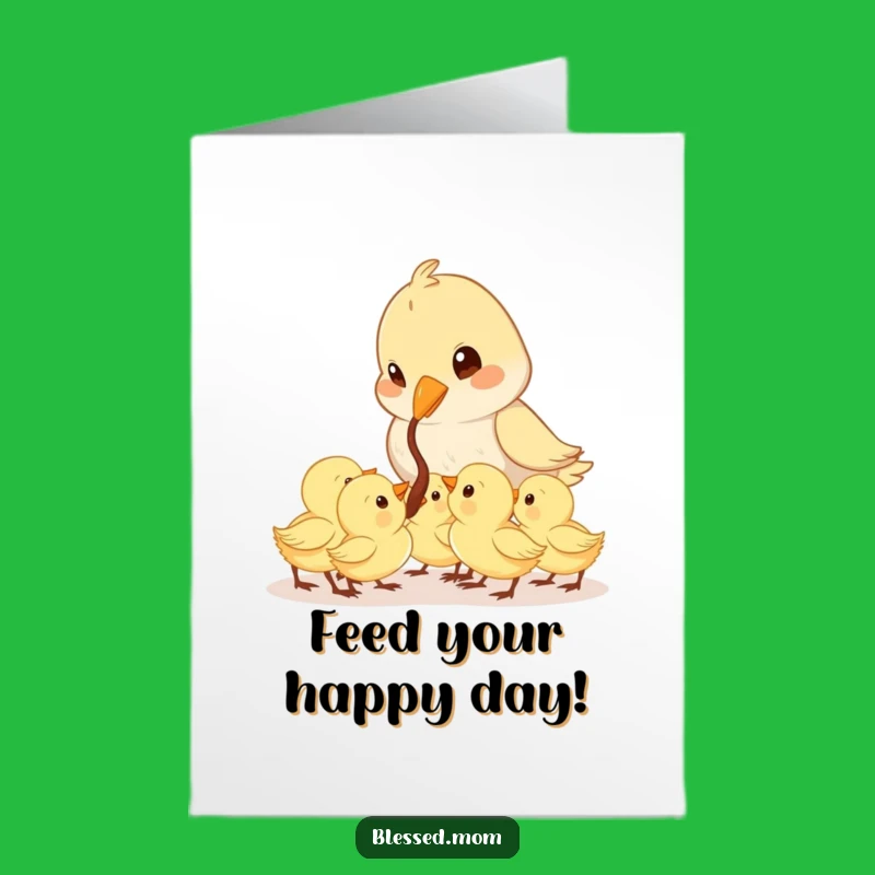 Free Printable Bird Birthday Card: Feeding Fun Design for a Happy Celebration