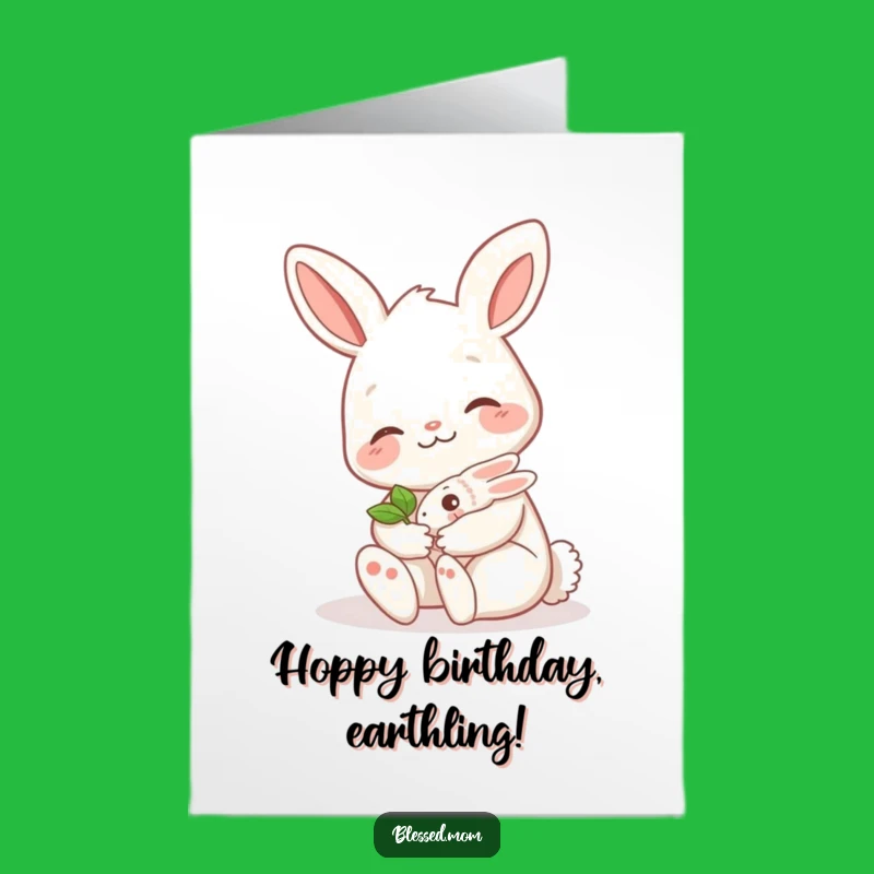 Free Printable Bunny Mom Birthday Card: Cute Sprout Greeting Fun Downloadable Gift