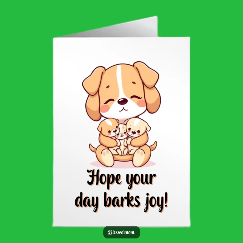 Free Printable Kawaii Dog Mom Birthday Card - Adorable Puppy Love Downloadable Gift