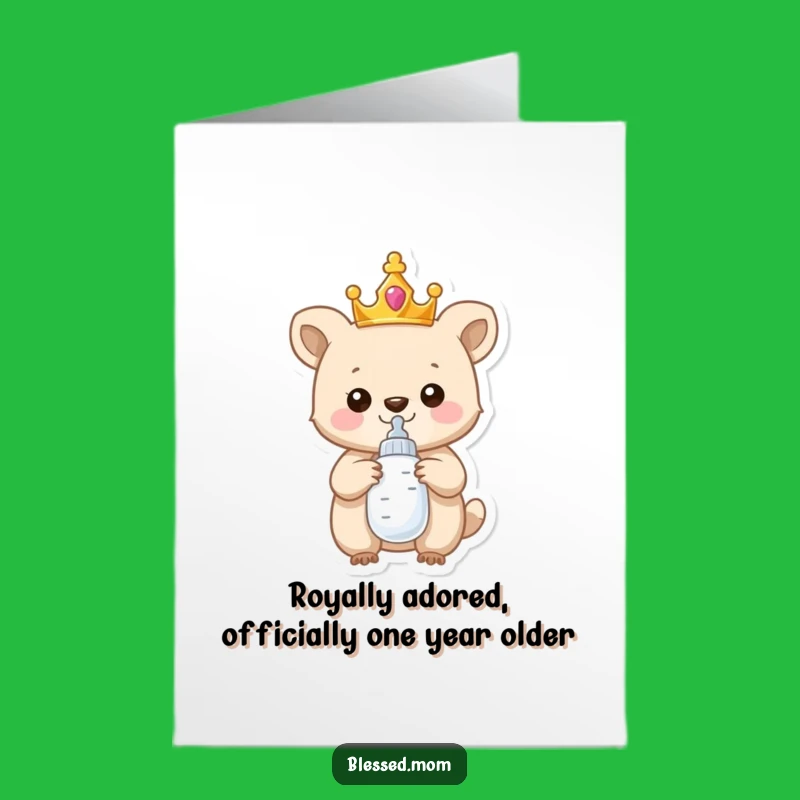 Free Printable Birthday Card: Proud Crowned Animal Baby - Funny Downloadable Gift