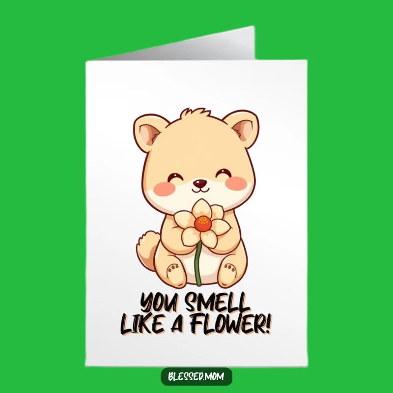 Free Printable Birthday Card: Smiling Animal Bloom, Hilarious Downloadable Gift for Joy