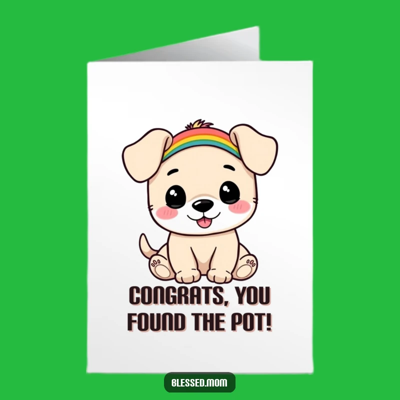 Free Printable Congrats Card: Rainbow Puppy Success, Downloadable
