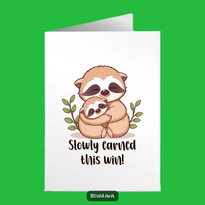 Free Printable Sloth Congrats Card: Hugging Design for Cherished Moments