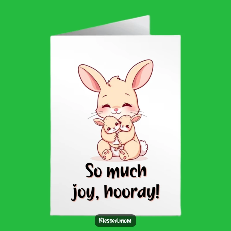 Free Printable Sweet Bunny Mom 'Congrats!' Card: Tender Hug LOL Downloadable