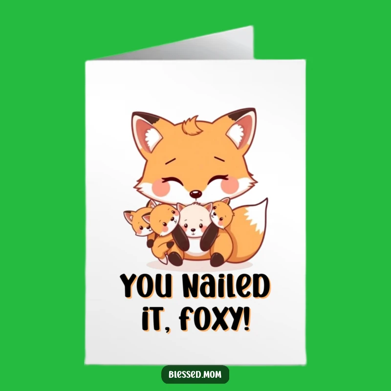 Free Printable Fox Congrats Card: Playful Kits Design for Big Achievements