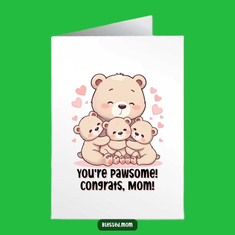 Free Printable Bear Congrats Card - Loving Hugs Downloadable Design