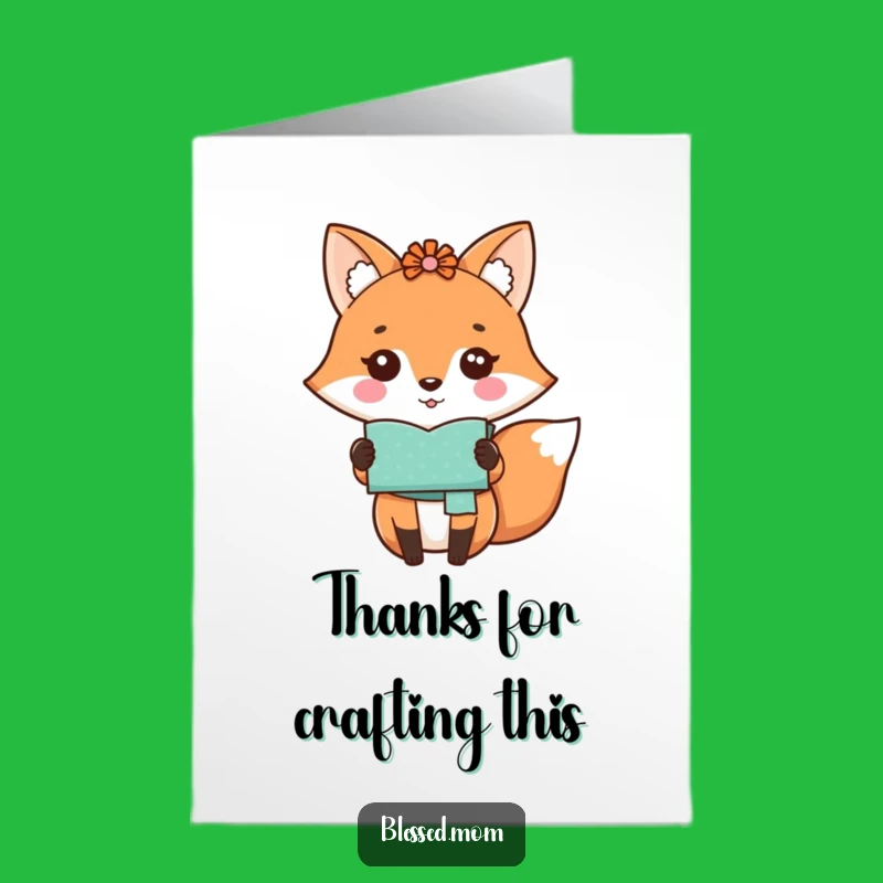 Free Printable Kawaii Fox Mom Thank You Card - Handmade Gift Appreciation Downloadable