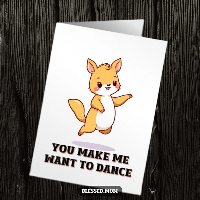 Funny Free Printable Thank You Card depicting an animal dancing with a joyful, happy sway.