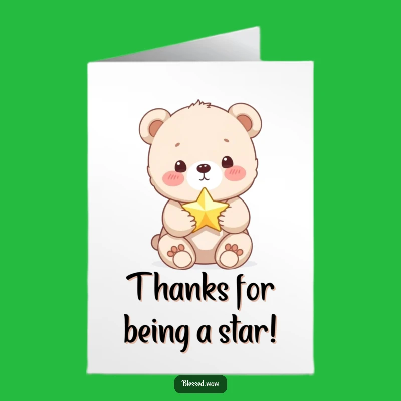 Free Printable Thank You Card: Star Bear Cub Gratitude, Downloadable