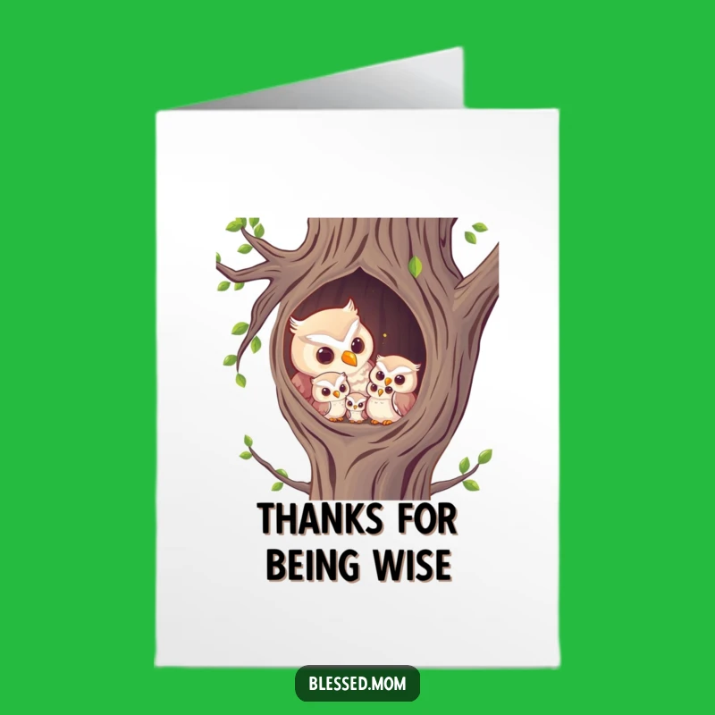 Free Printable Wise Owl Mom Thank You Card - Cozy Owlets Downloadable Gift