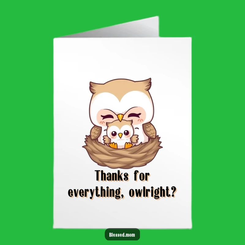 Free Printable Thank You Card: Funny Owl Mom & Baby, Perfect DIY Downloadable Gift
