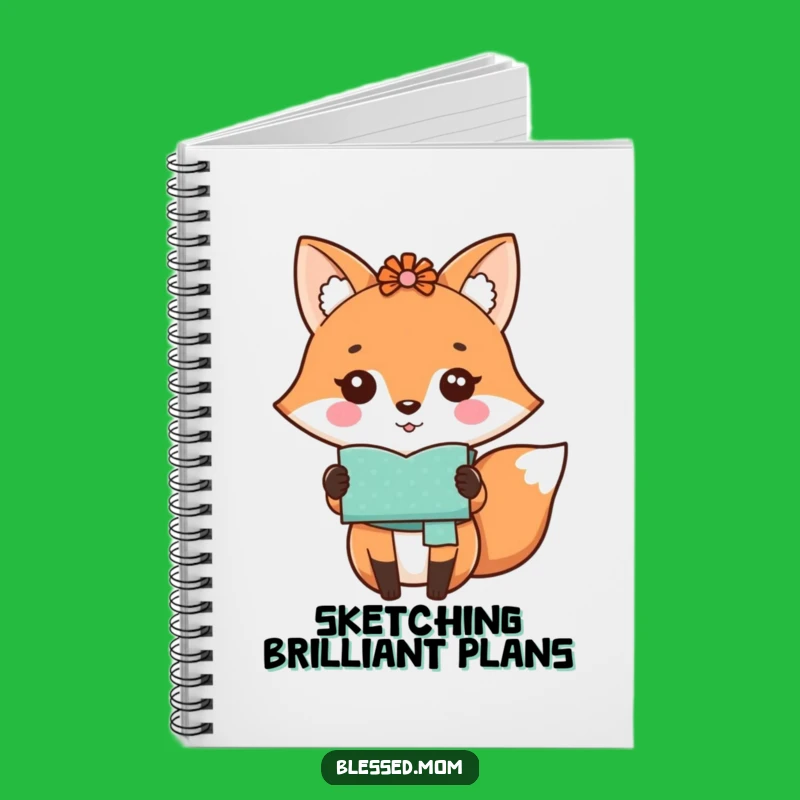 Funny Kawaii Fox Mom Notebook - Handmade Craft Journal