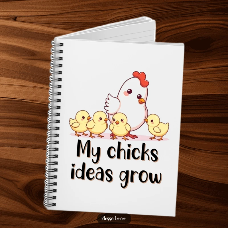 Funny Mother Hen Nudge Notebook, a cute mother hen gently nudging her chicks forward, perfect for journaling, excellent funny gift.