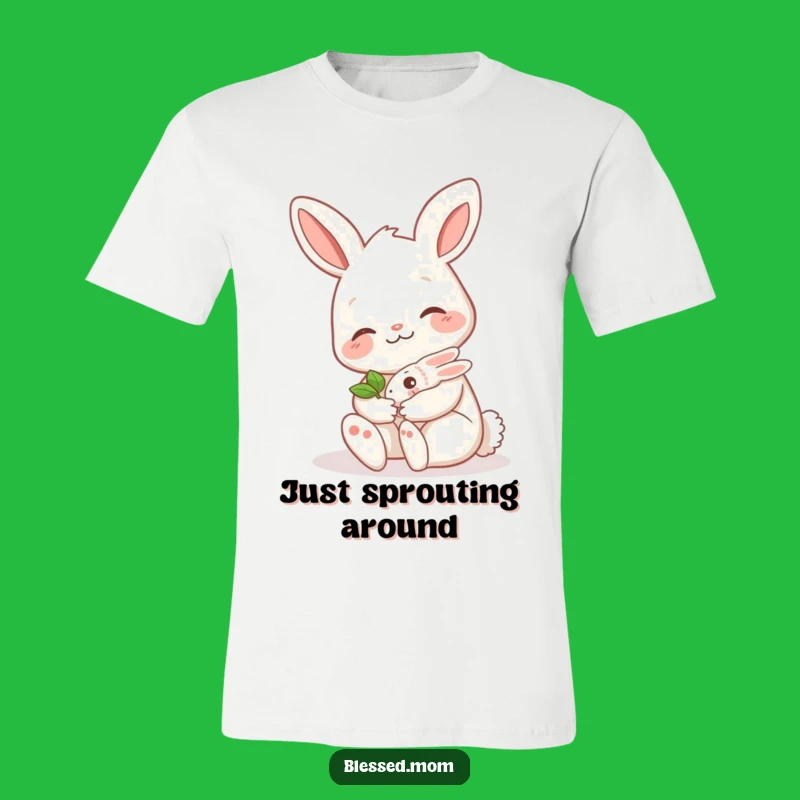 Funny Bunny Mom T-Shirt: Cute Sprout Cradling Mama Hare Tee, Perfect Gift
