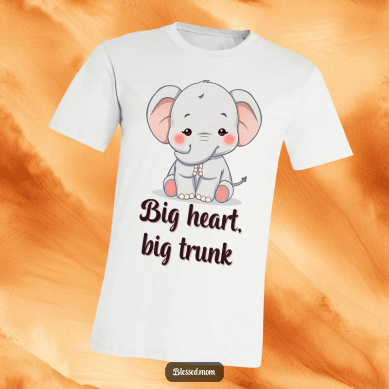 Funny Kawaii Elephant Mom T-Shirt: Adorable elephant mom offering a comforting trunk pat, symbolizing love and support, great gift.