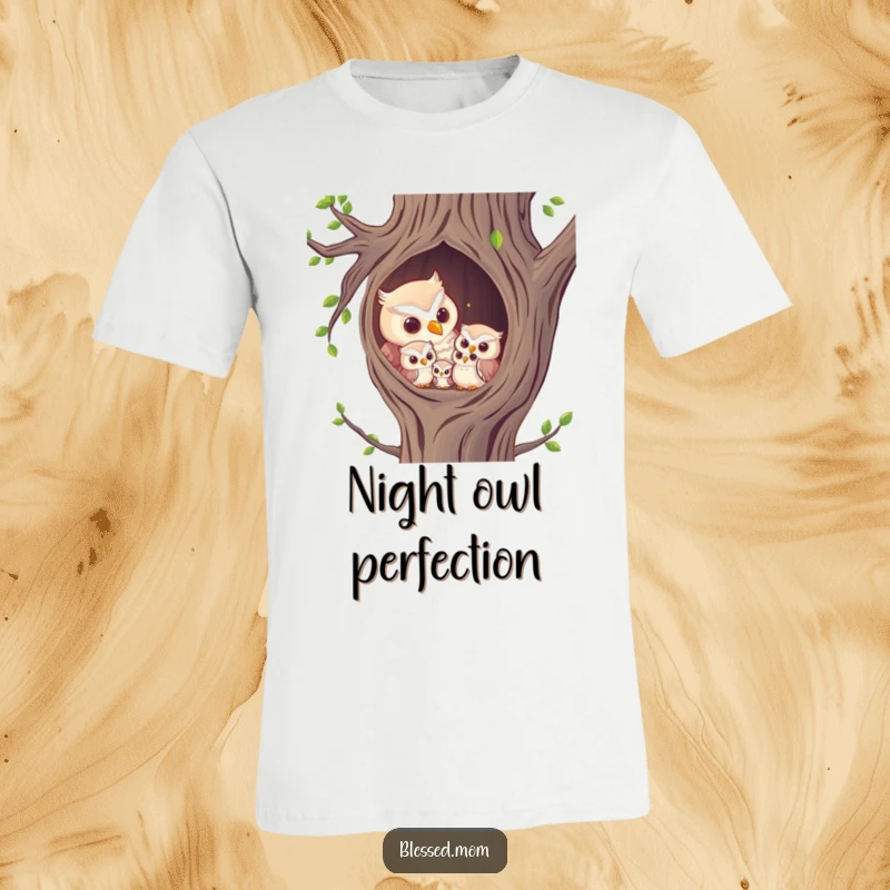 Funny T-Shirt: A mother owl serenely hooting to her precious owlets nestled cozily.