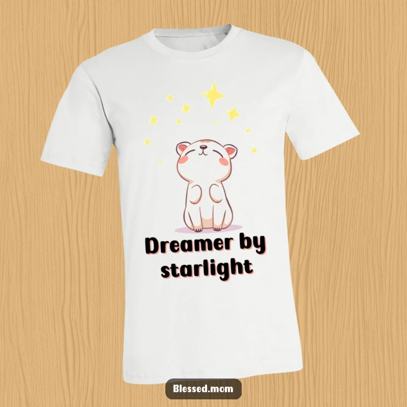 Funny T-Shirt showing an animal looking up at stars with hope and gratitude. Celestial and funny, a great funny gift.