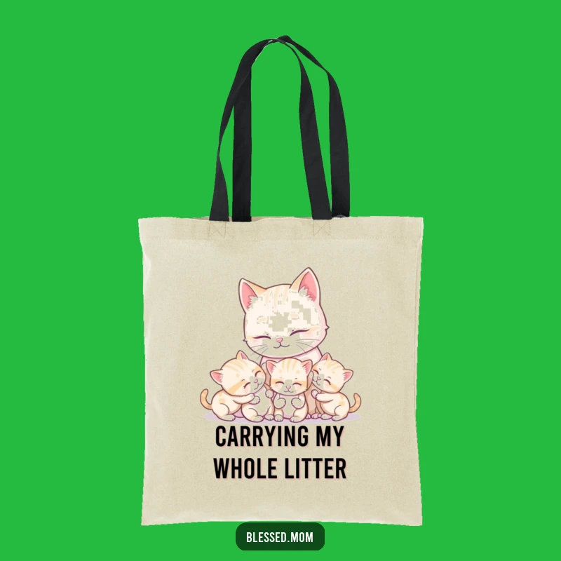 Funny Kawaii Cat Mom & Kittens Tote Bag, Carry Your Joy