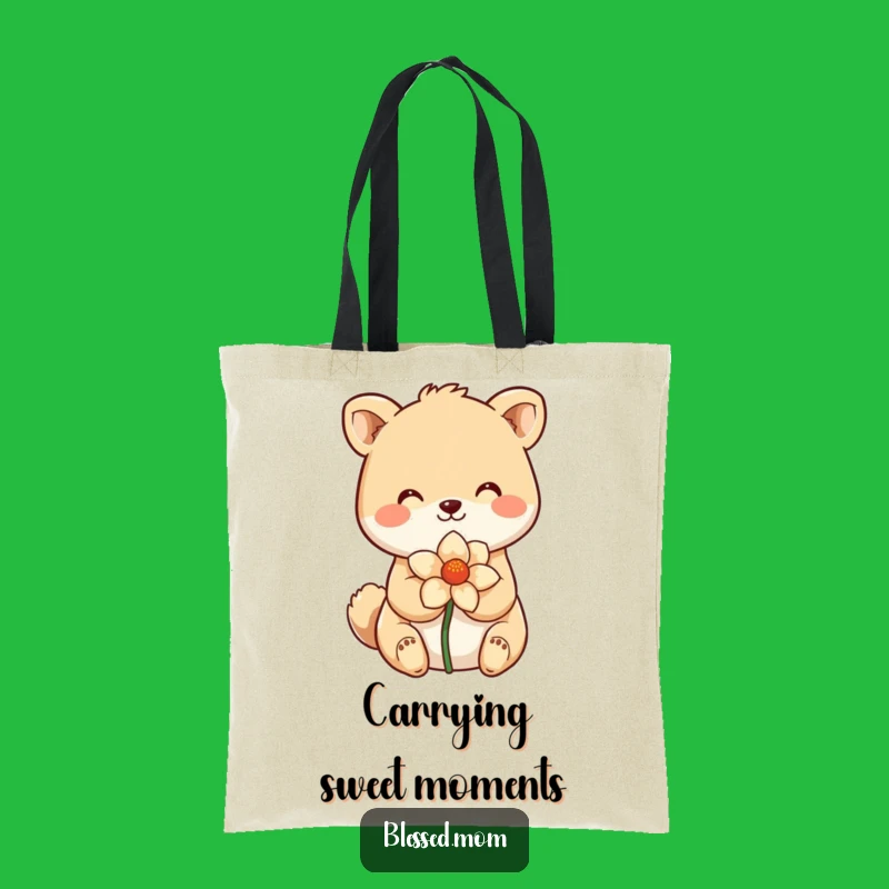 Funny Flower Friend Animal Tote Bag: Carry Smiles with this Funny Floral Bag