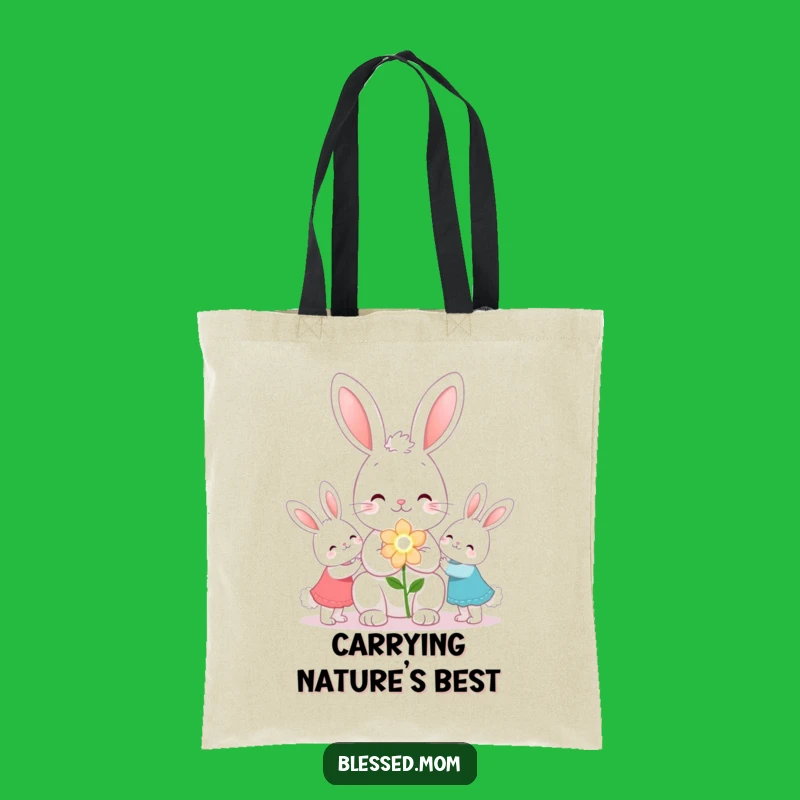 Funny Kawaii Bunny Mom Tote Bag - Flower Gift Carrier