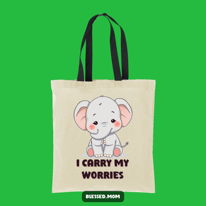 Funny Kawaii Elephant Mom Tote Bag - Comforting Trunk Pat Carryall