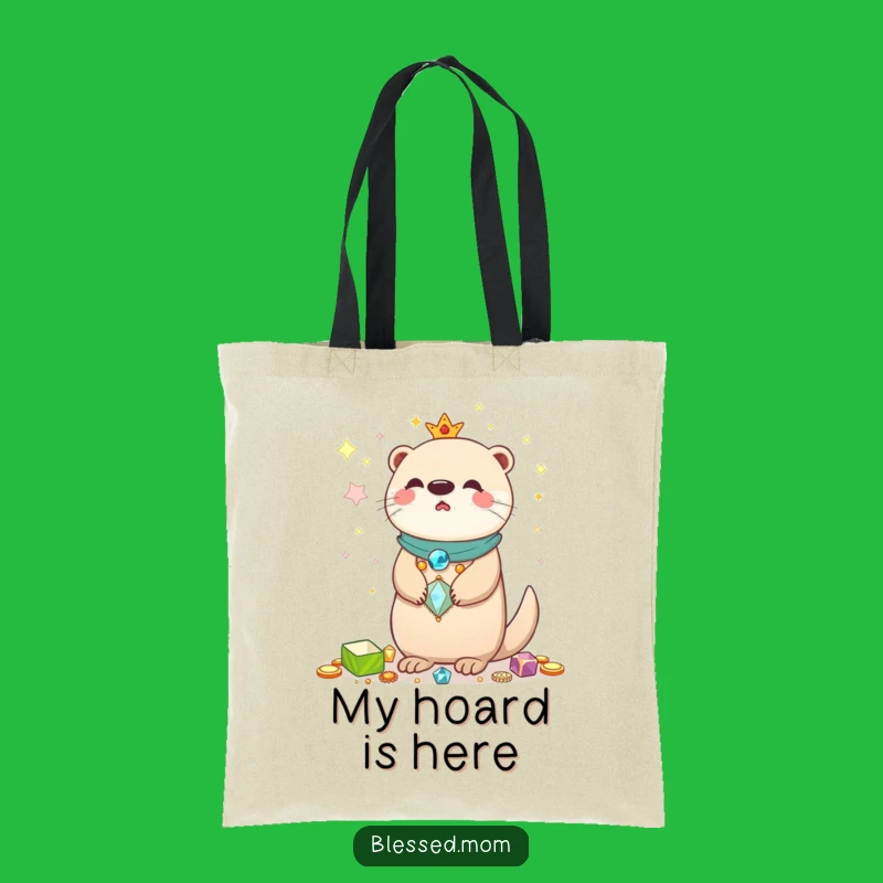 Funny Kawaii Otter Mom Tote Bag - Shiny Treasures Collector Bag