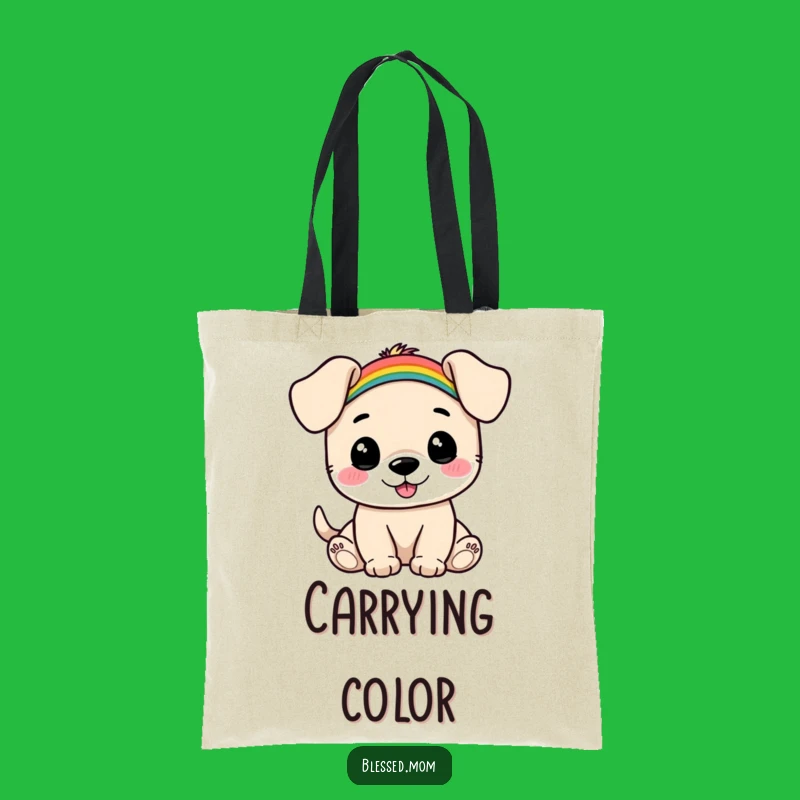 Funny Puppy Rainbow Tote Bag: Cute Dog Bag, Adorable Accessory, Practical Funny Gift