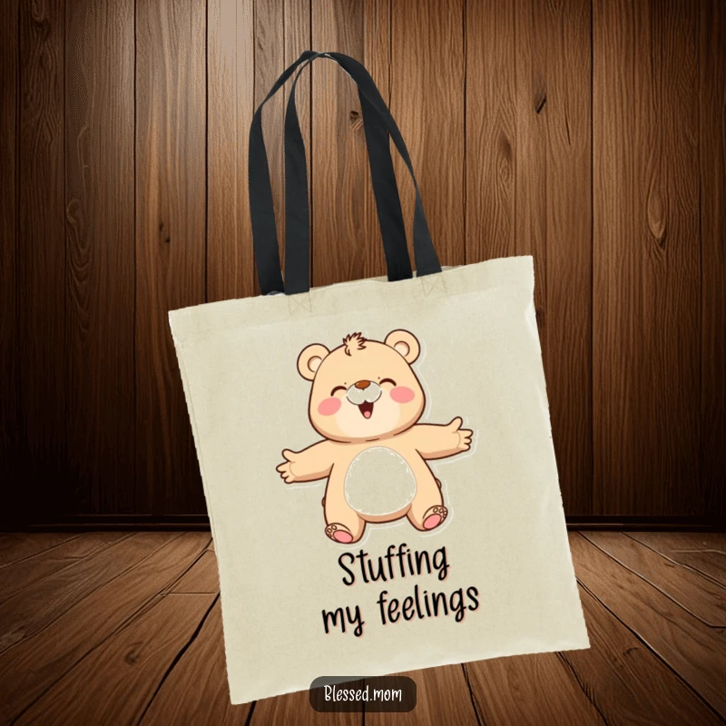 Funny bear mom tote bag, featuring a happy mama bear with arms outstretched, ready to give a loving hug. Great for carrying items.